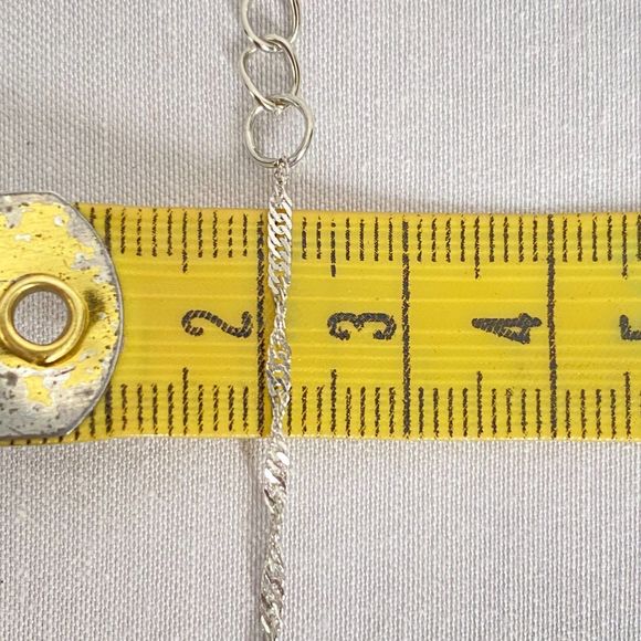 Silver Tone Chain Necklace With Aqua Blue Rhinestones Star Pendant - Picture 9 of 10